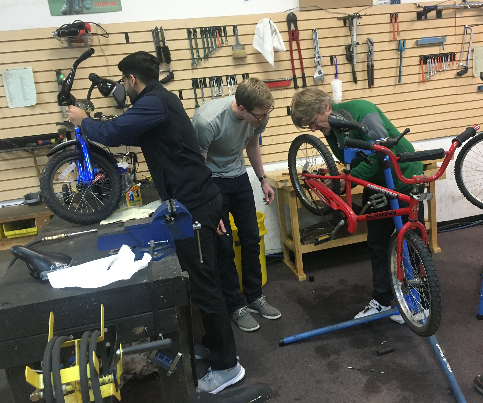 teens learning to repair bicycles at bgc mercer bike exchange in trenton